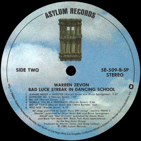 Warren Zevon : Bad Luck Streak In Dancing School (LP,Album,Stereo)
