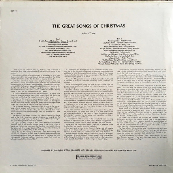 Various : The Great Songs Of Christmas (By Great Artists Of Our Time) Album Three (LP,Album,Compilation,Limited Edition)