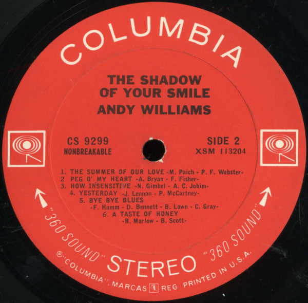 Andy Williams : The Shadow Of Your Smile (LP,Album,Stereo)