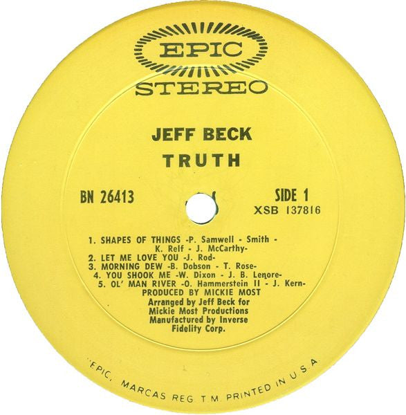 Jeff Beck : Truth (LP,Album,Stereo)