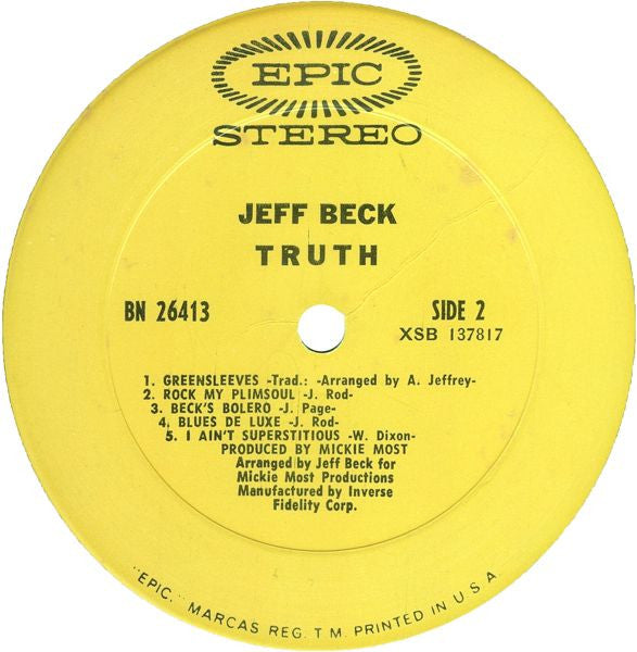 Jeff Beck : Truth (LP,Album,Stereo)