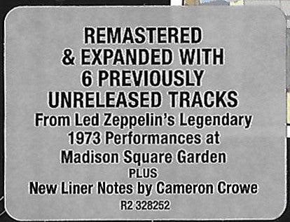 Led Zeppelin : The Soundtrack From The Film "The Song Remains The Same" (Album,Reissue,Remastered)