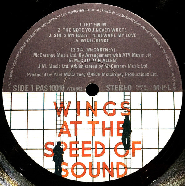 Wings (2) : Wings At The Speed Of Sound (LP,Album,Stereo)