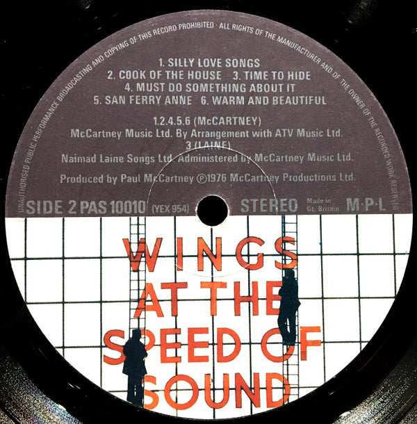 Wings (2) : Wings At The Speed Of Sound (LP,Album,Stereo)