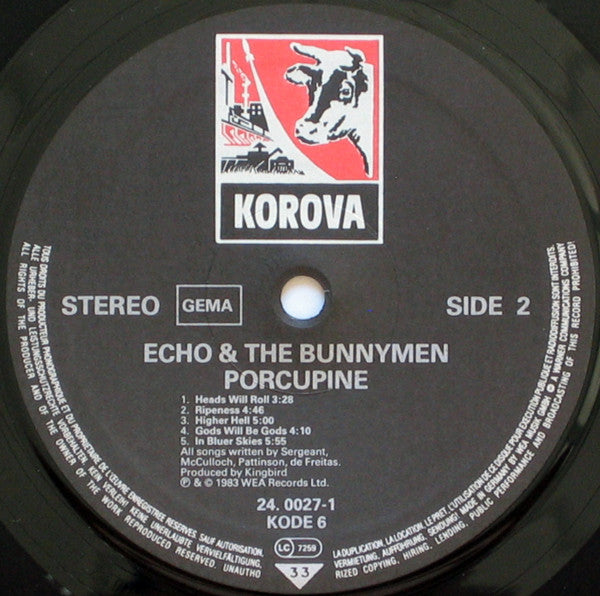 Echo & The Bunnymen : Porcupine (LP,Album,Stereo)