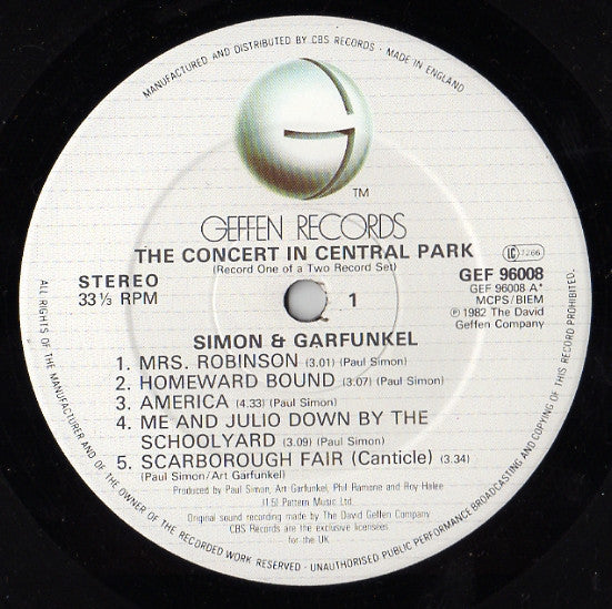 Simon & Garfunkel : The Concert In Central Park (LP,Album)