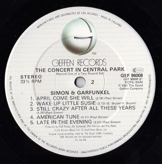 Simon & Garfunkel : The Concert In Central Park (LP,Album)