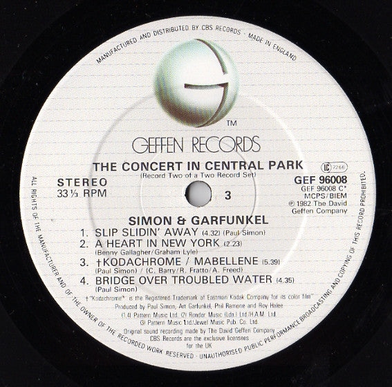 Simon & Garfunkel : The Concert In Central Park (LP,Album)