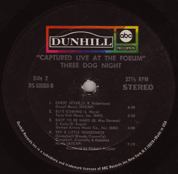 Three Dog Night : Captured Live At The Forum (LP,Album)