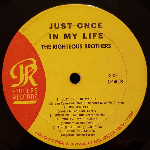 Righteous Brothers, The : Just Once In My Life (LP,Album,Mono)