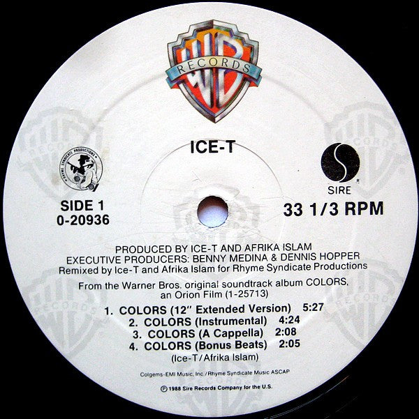 Ice-T : Colors (12",33 ⅓ RPM,Maxi-Single)
