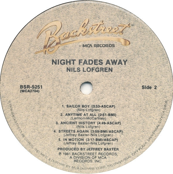 Nils Lofgren : Night Fades Away (LP,Album)