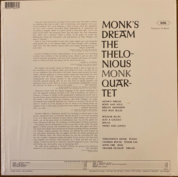 Thelonious Monk Quartet, The : Monk's Dream (LP,Album,Reissue,Stereo)
