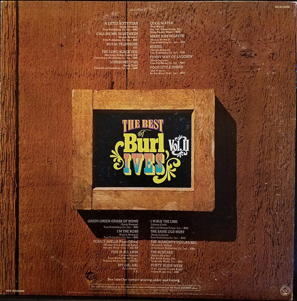 Burl Ives : The Best Of Burl Ives Vol. II (LP,Compilation)