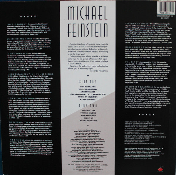 Michael Feinstein : Isn't It Romantic (LP,Album,Club Edition)