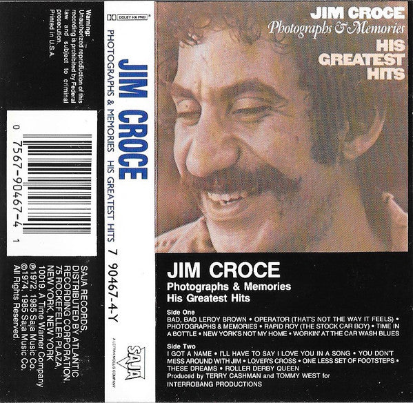 Jim Croce : Photographs & Memories His Greatest Hits (Compilation,Stereo)