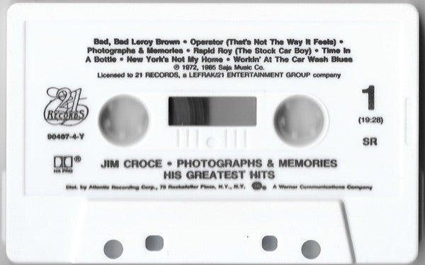 Jim Croce : Photographs & Memories His Greatest Hits (Compilation,Stereo)