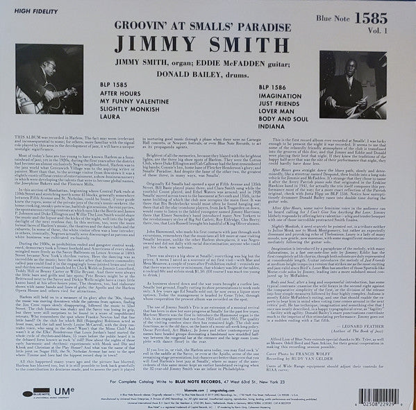 Jimmy Smith : Groovin' At Smalls' Paradise (Volume 1) (LP,Album,Reissue,Mono)