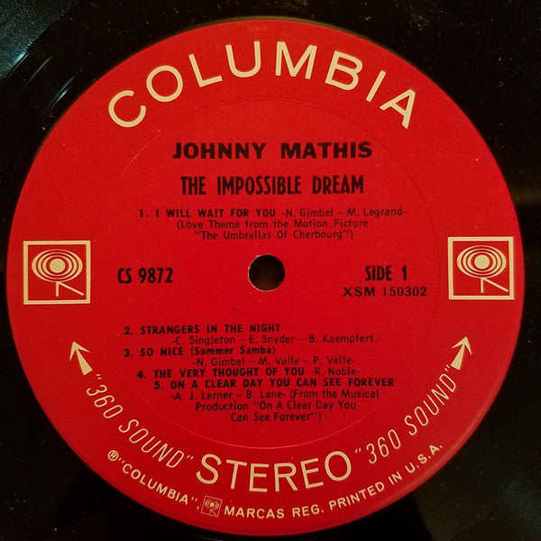 Johnny Mathis : The Impossible Dream (LP,Album,Stereo)