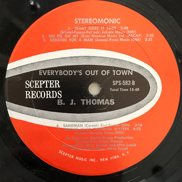 B.J. Thomas : Everybody's Out Of Town (LP,Album)