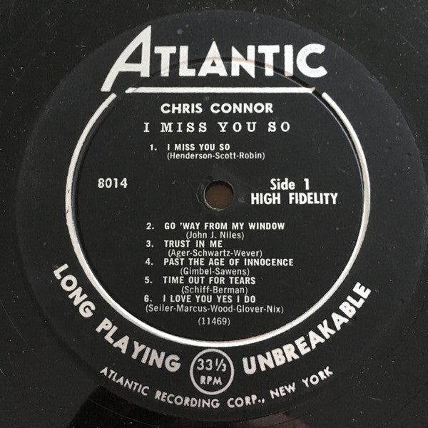Chris Connor : I Miss You So (LP,Album,Mono)