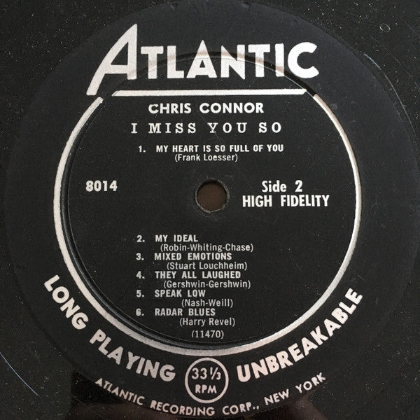 Chris Connor : I Miss You So (LP,Album,Mono)