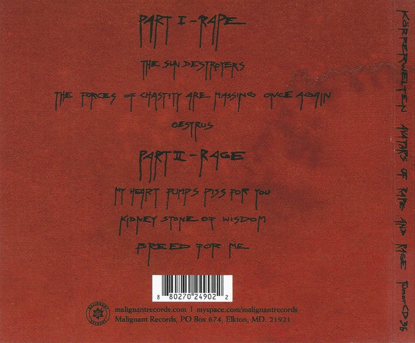 Körperwelten : Avatars Of Rape And Rage (Album)