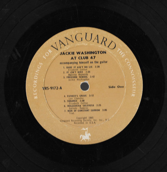 Jackie Washington : Jackie Washington At Club 47 (LP,Album,Mono)
