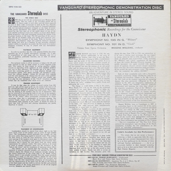 Joseph Haydn, Mogens Wöldike And The Orchester Der Wiener Staatsoper : Symphony No. 100 In G, “Military” / Symphony No. 101 In D, “Clock” (LP,Stereo)