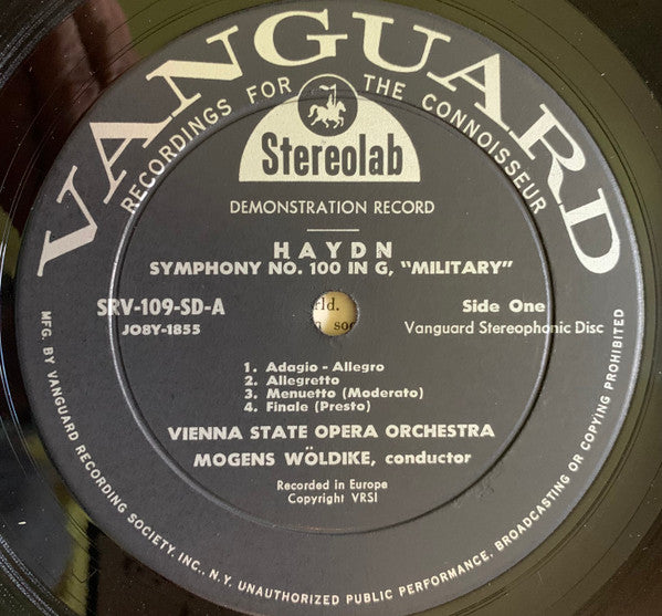 Joseph Haydn, Mogens Wöldike And The Orchester Der Wiener Staatsoper : Symphony No. 100 In G, “Military” / Symphony No. 101 In D, “Clock” (LP,Stereo)