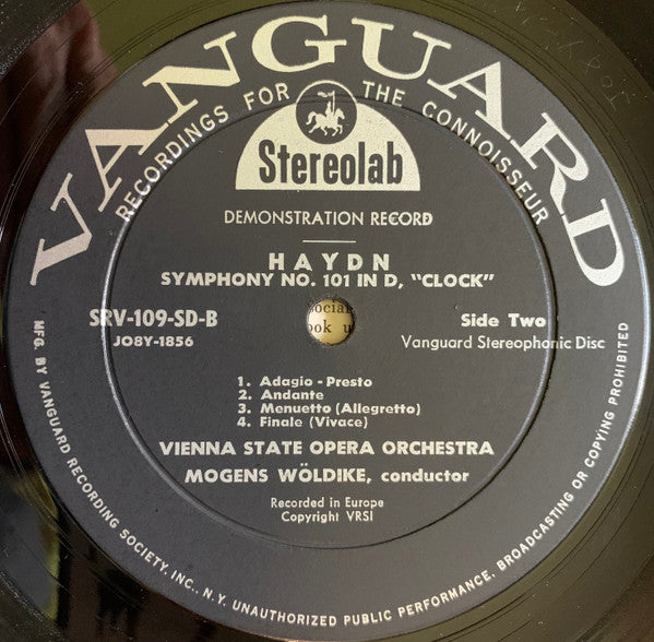 Joseph Haydn, Mogens Wöldike And The Orchester Der Wiener Staatsoper : Symphony No. 100 In G, “Military” / Symphony No. 101 In D, “Clock” (LP,Stereo)