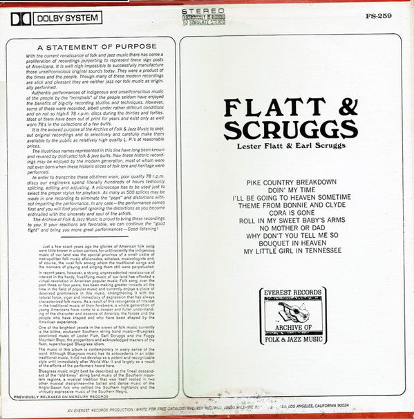 Flatt & Scruggs : Lester Flatt & Earl Scruggs (LP,Reissue)
