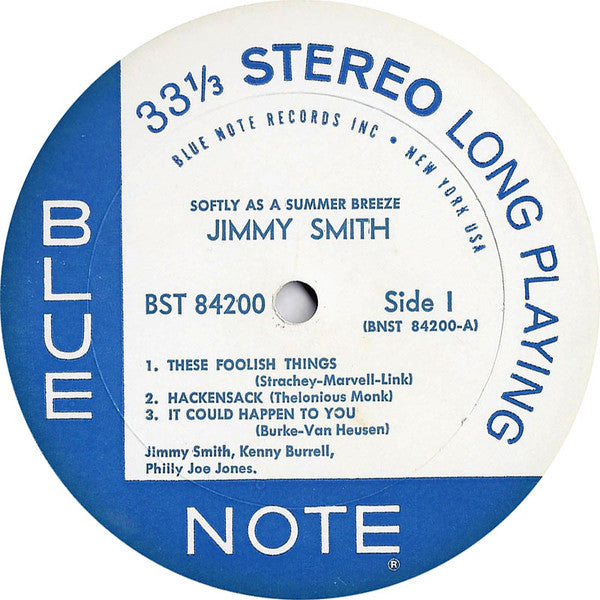 Jimmy Smith With Kenny Burrell & "Philly" Joe Jones : Softly As A Summer Breeze (LP,Album,Stereo)