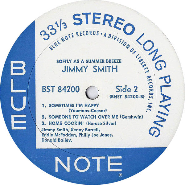 Jimmy Smith With Kenny Burrell & "Philly" Joe Jones : Softly As A Summer Breeze (LP,Album,Stereo)