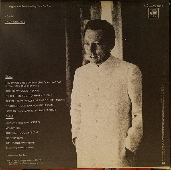 Andy Williams : Honey (LP,Album,Stereo)
