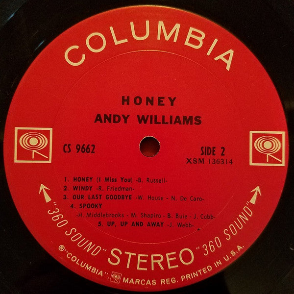 Andy Williams : Honey (LP,Album,Stereo)
