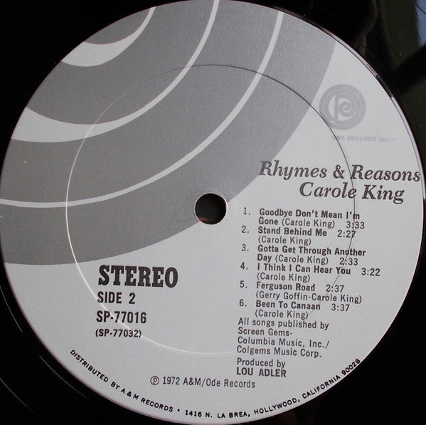 Carole King : Rhymes & Reasons (LP,Album,Stereo)