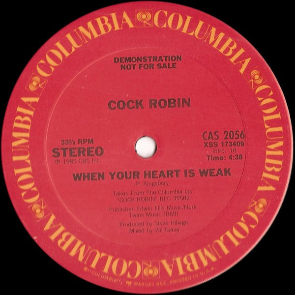 Cock Robin : When Your Heart Is Weak (Special Advance Radio Sampler) (12",Promo,33 ⅓ RPM)