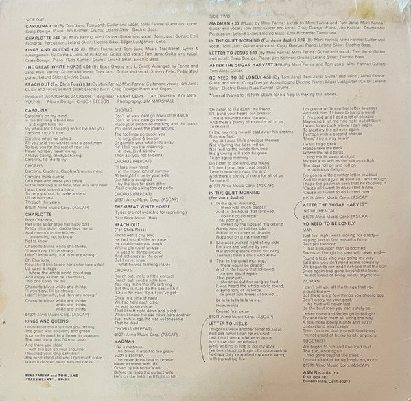 Mimi Farina And Tom Jans : Take Heart (LP,Album)