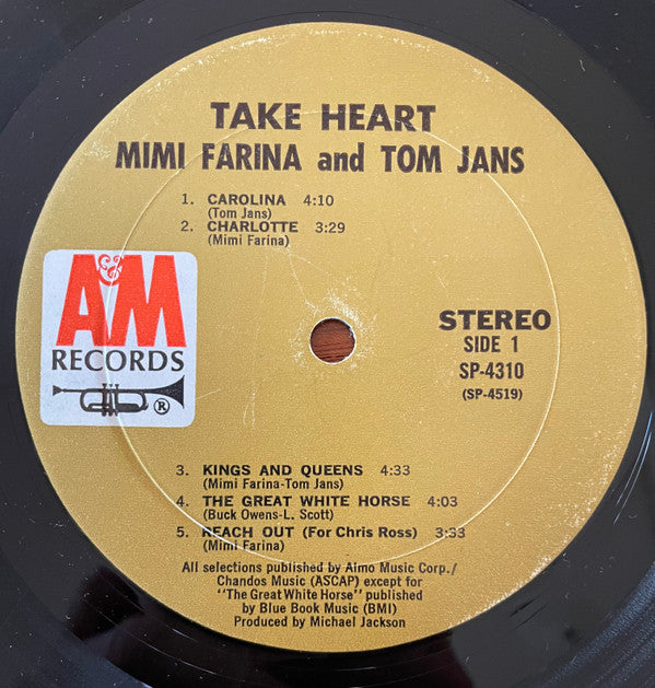 Mimi Farina And Tom Jans : Take Heart (LP,Album)