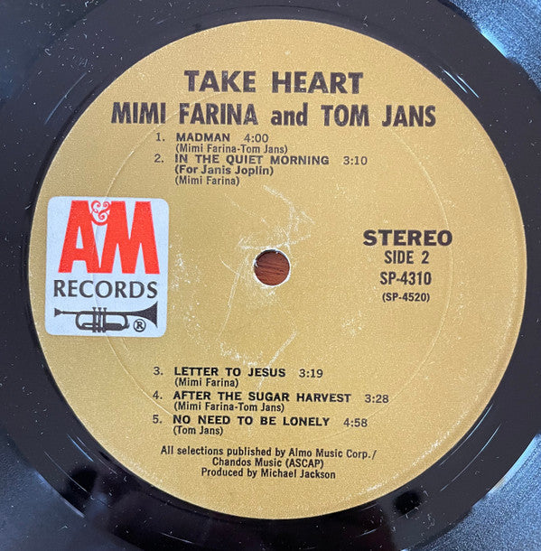 Mimi Farina And Tom Jans : Take Heart (LP,Album)