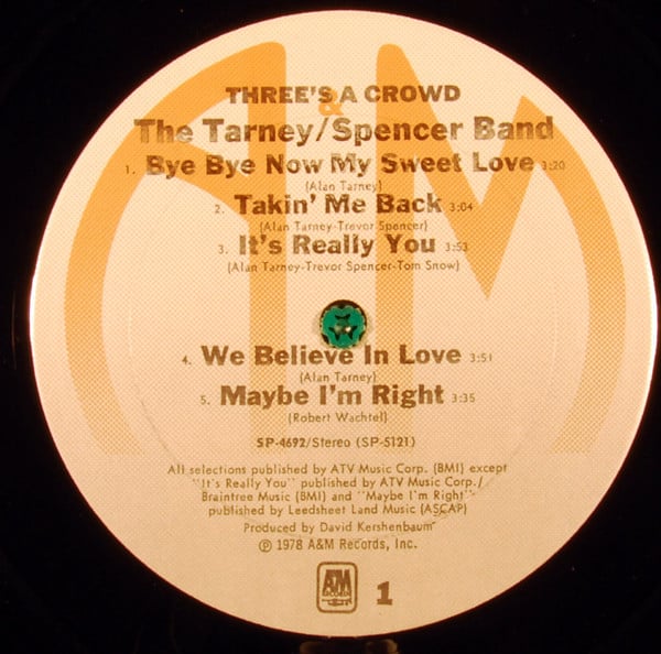 Tarney/Spencer Band, The : Three's A Crowd (LP,Album)
