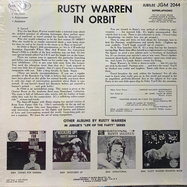 Rusty Warren : Rusty Warren In Orbit (LP,Album,Mono)