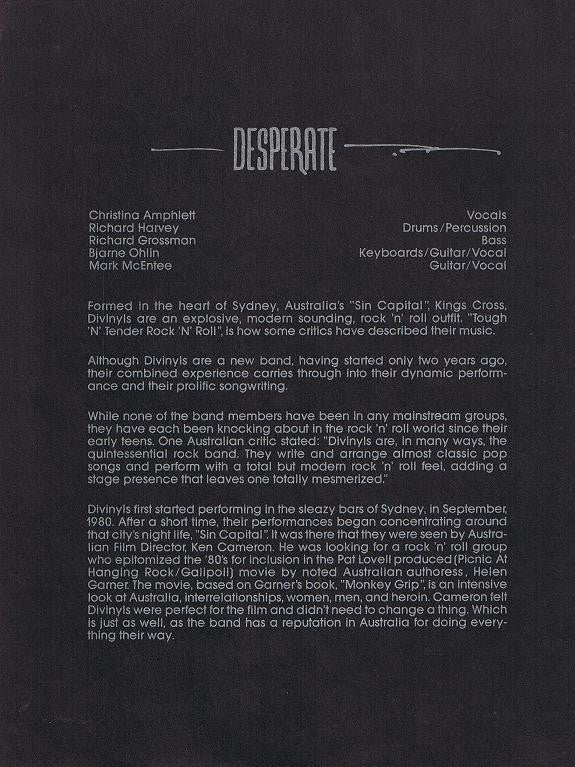 Divinyls : Desperate (LP,Album)