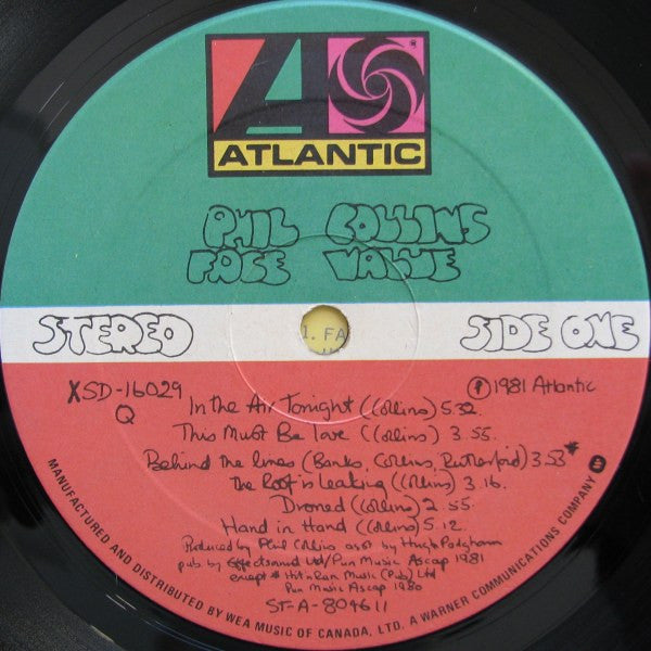 Phil Collins : Face Value (LP,Album,Stereo)