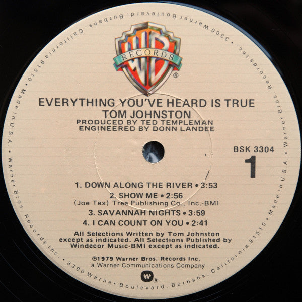 Tom Johnston : Everything You've Heard Is True (LP,Album,Stereo)