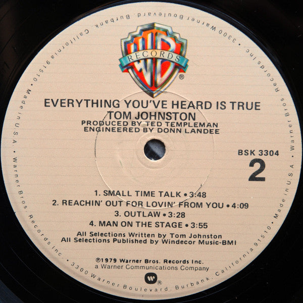 Tom Johnston : Everything You've Heard Is True (LP,Album,Stereo)