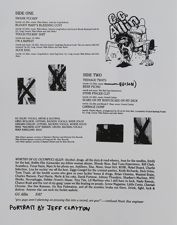 GG Allin & The Holy Men : You Give Love A Bad Name (LP,Album,Reissue)