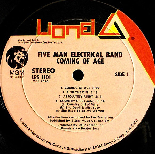 Five Man Electrical Band : Coming Of Age (LP,Album)