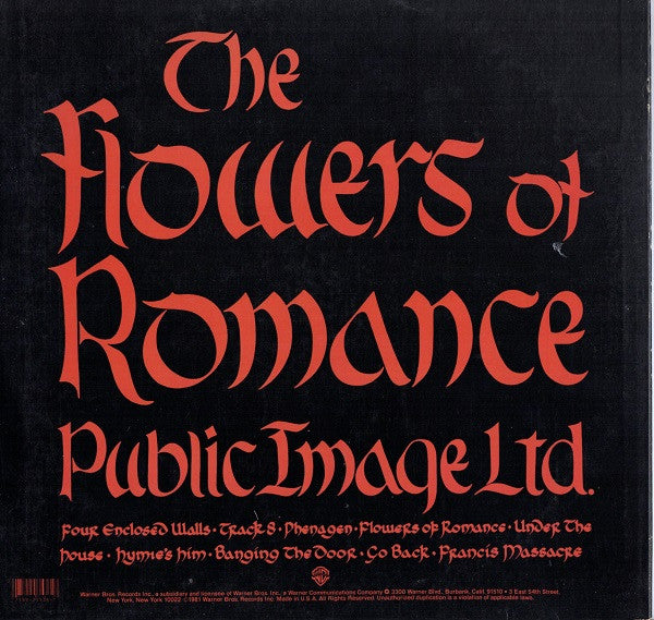 Public Image Limited : The Flowers Of Romance (LP,Album)